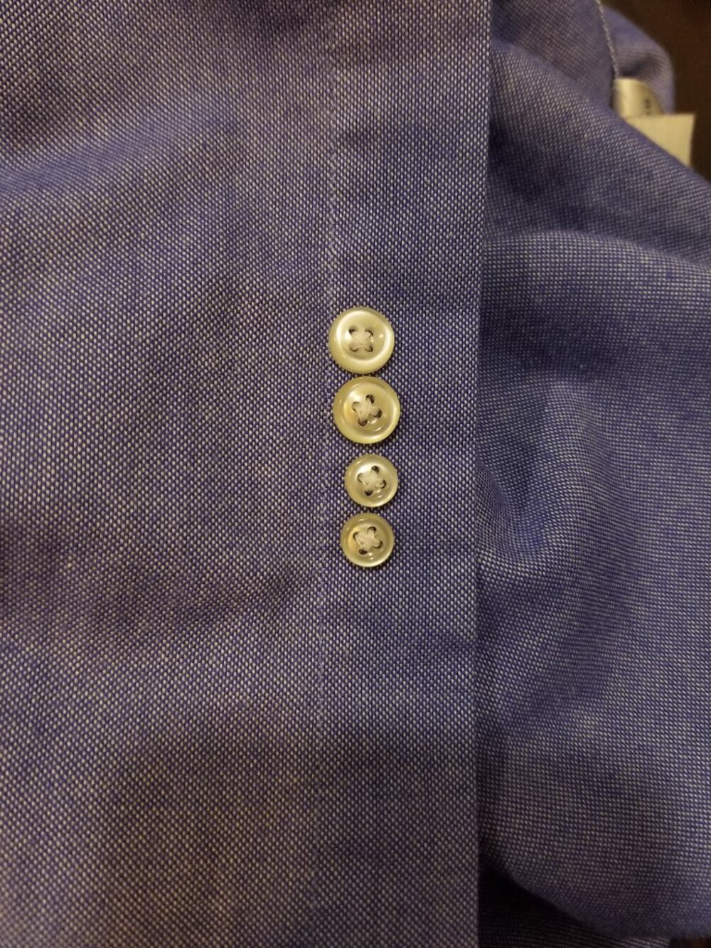 Men's Lands' End Trim Fit L/S Button Down Shirt, Blue, Size 16, EUC - Picture 7 of 11